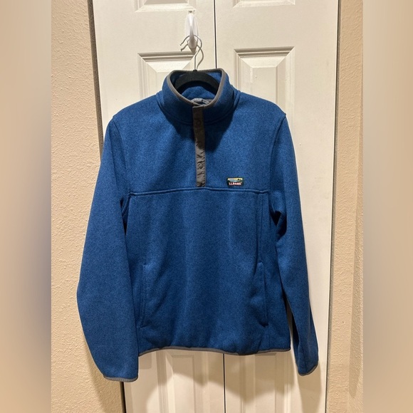 L.L.Bean Men’s Sweater Fleece Pullover Heather Blue Transitional Layer  ,size M - Picture 6 of 9